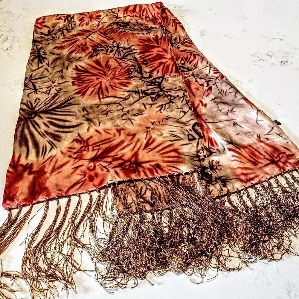 Rembrandt Pure Silk Oblong Fringed Scarf